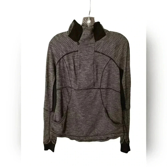 Lululemon Base Runner 1/2 Zip Coco Pique Black White / Black - Picture 4 of 5